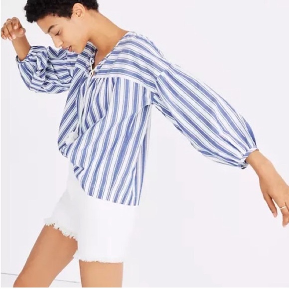 Madewell Peasant Top in Shea Stripe - Picture 2 of 6